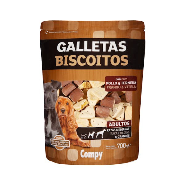 Snack galletas perro adulto con pollo y ternera Compy razas medianas y grandes