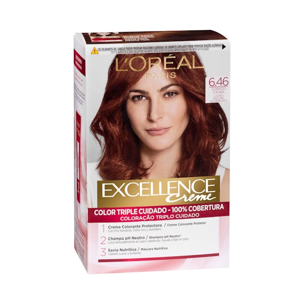 Coloración permanente L'Oréal 6.46 rubio oscuro cobrizo caoba