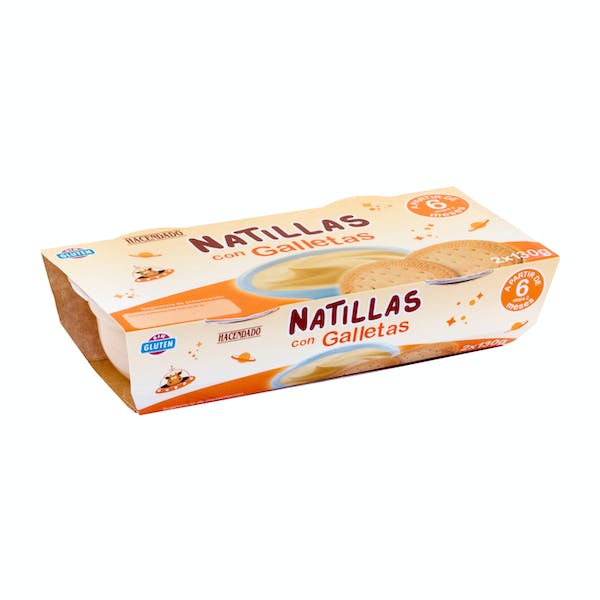 Natillas infantiles con galletas Hacendado +6 meses